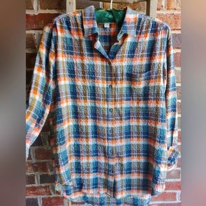 BeachLunchLounge plaid, flowy, button-down shirt